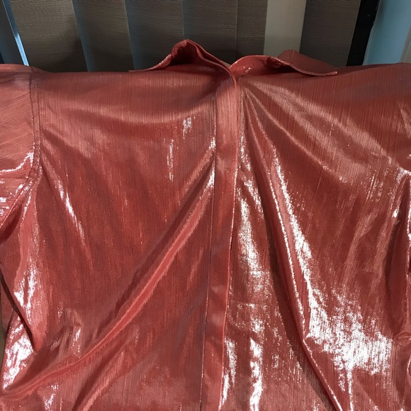 Pink metallic button down shit - Picture 3 of 3